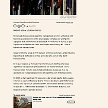 El mercado transaccional de Argentina ms que triplica en 2024 el capital movilizado respecto a 2023